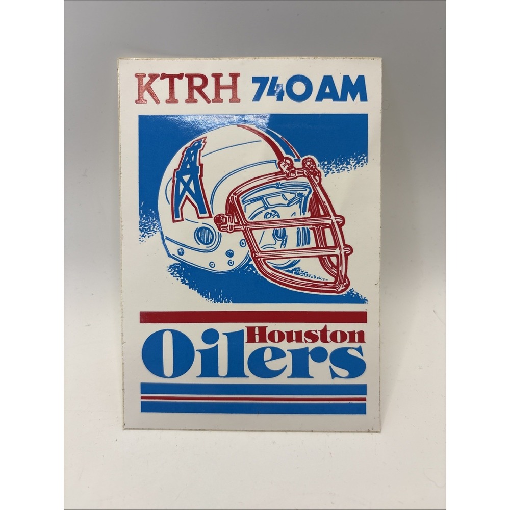 Vintage Houston Oilers Helmet Logo Bumper Sticker KTRH 740 NFL Promotional